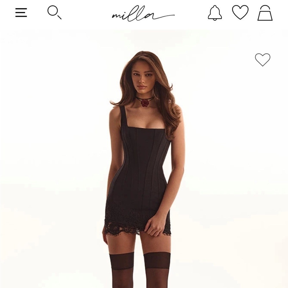 Milla Black Lace Detail Chemise Dress